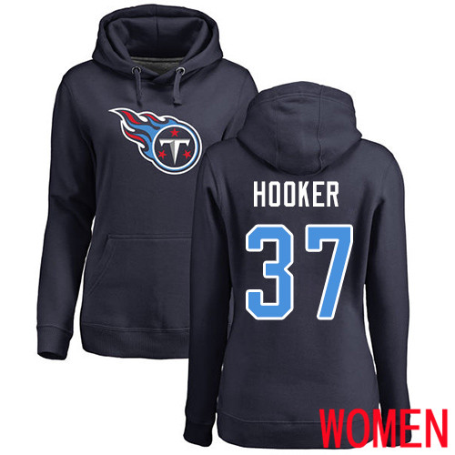 Tennessee Titans Navy Blue Women Amani Hooker Name and Number Logo NFL Football 37 Pullover Hoodie Sweatshirts